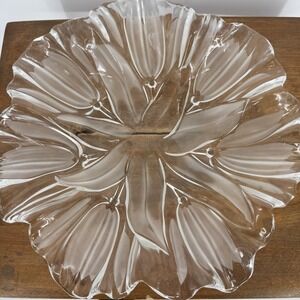 Vintage Mikasa Walther Glas Tulips Satin 12" Frosted‎ Glass Hostess Bowl Platter